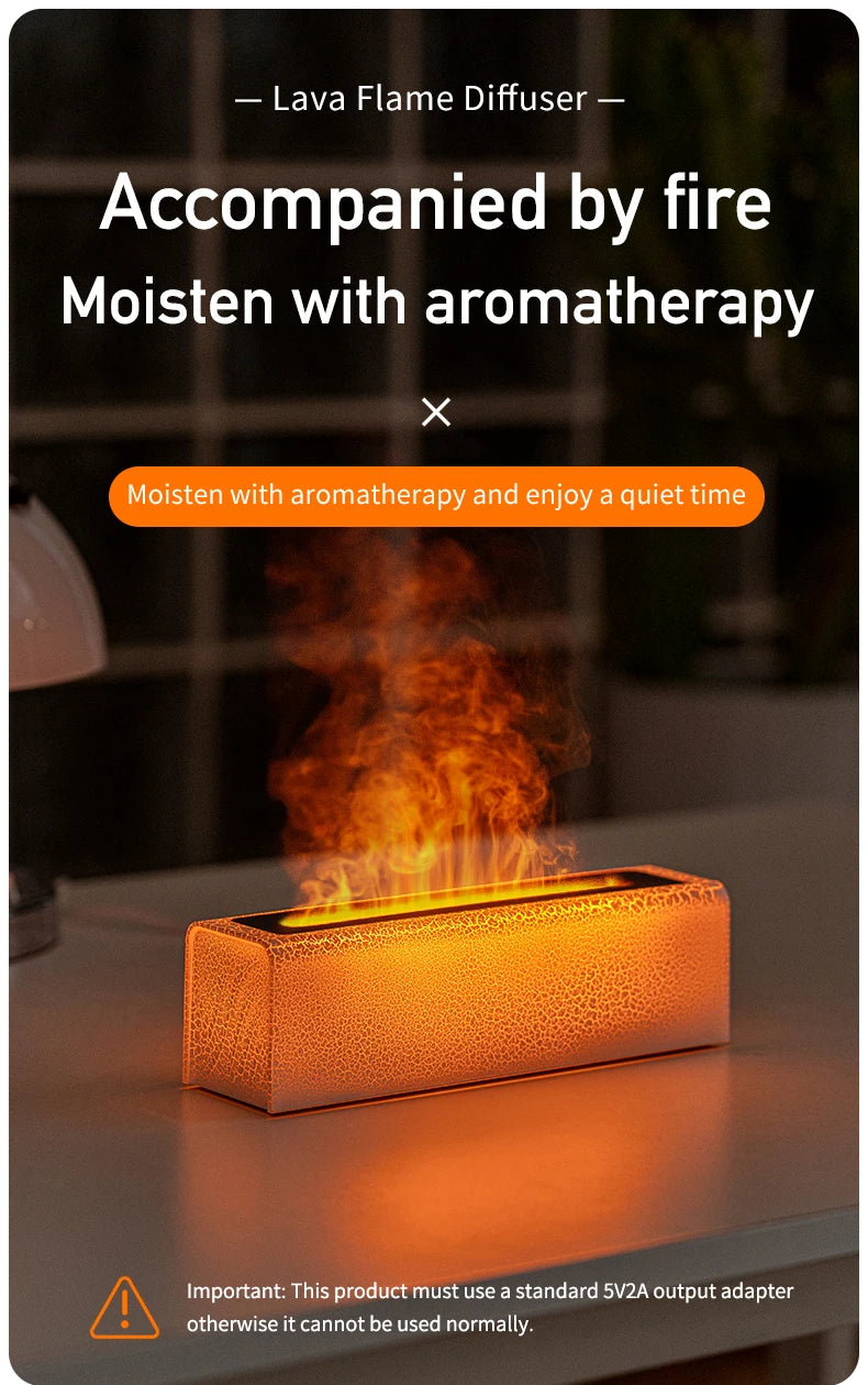 LED flame essential oil diffuser  No-heat aroma diffuser