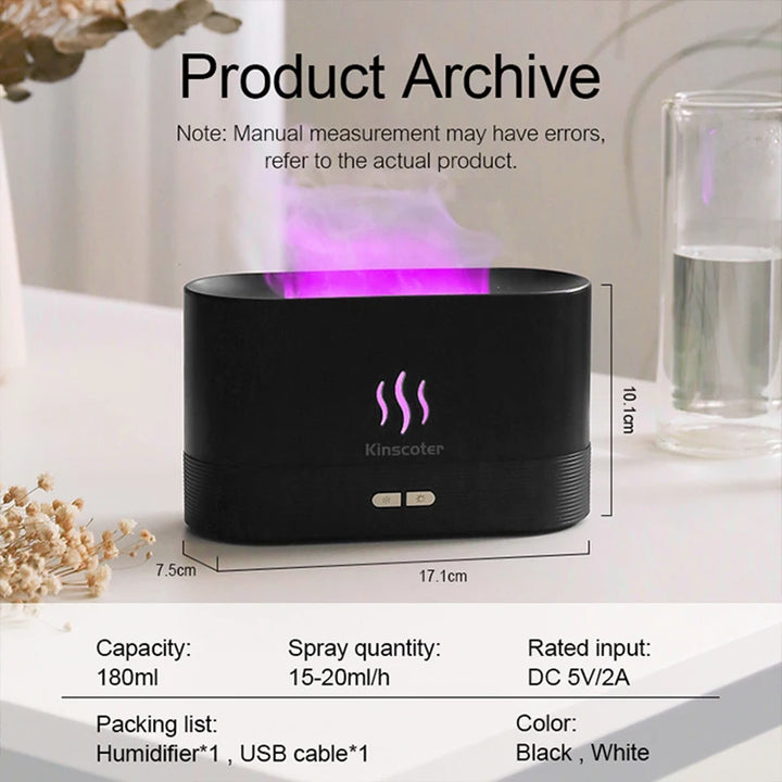 Flame Aroma Diffuser with LED light and essential oils