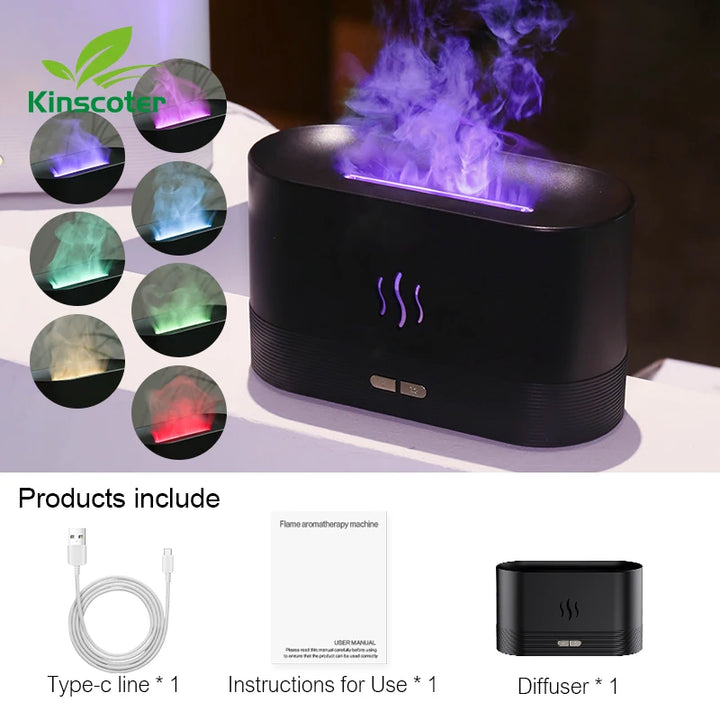 Flame Aroma Diffuser with LED light and essential oils