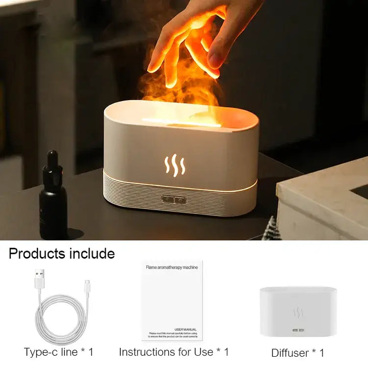 Flame Aroma Diffuser with LED light and essential oils