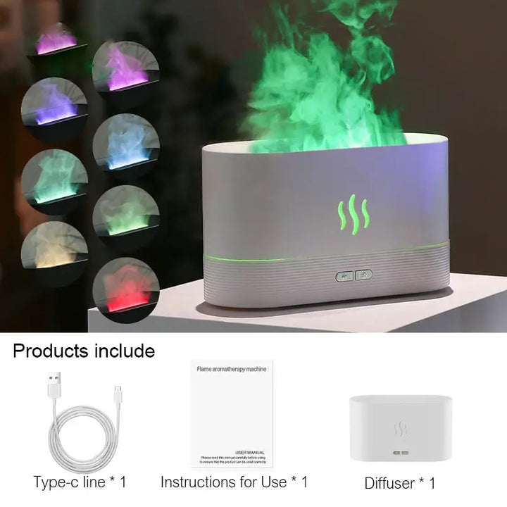 Flame Aroma Diffuser with LED light and essential oils