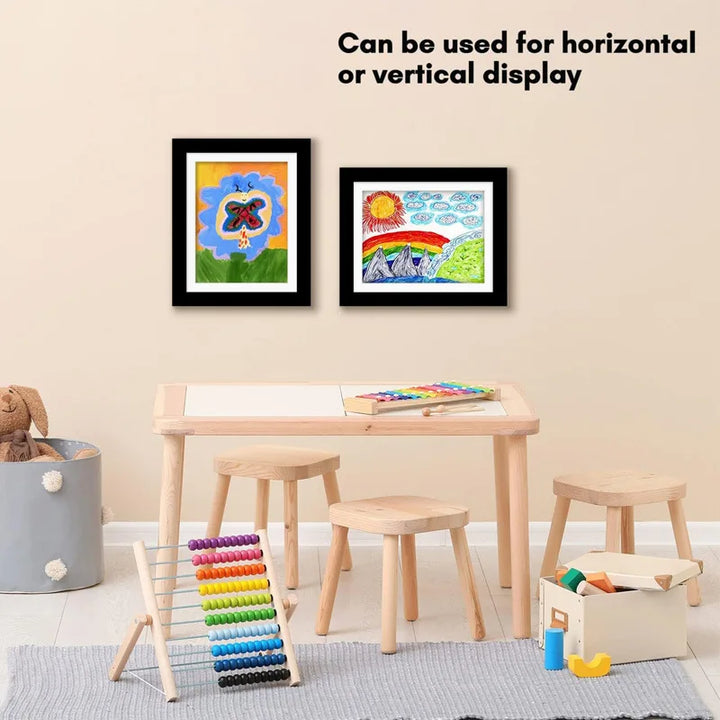 Kids art storage frame for artwork display