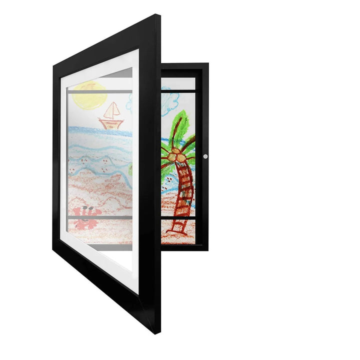 Kids art storage frame for artwork display