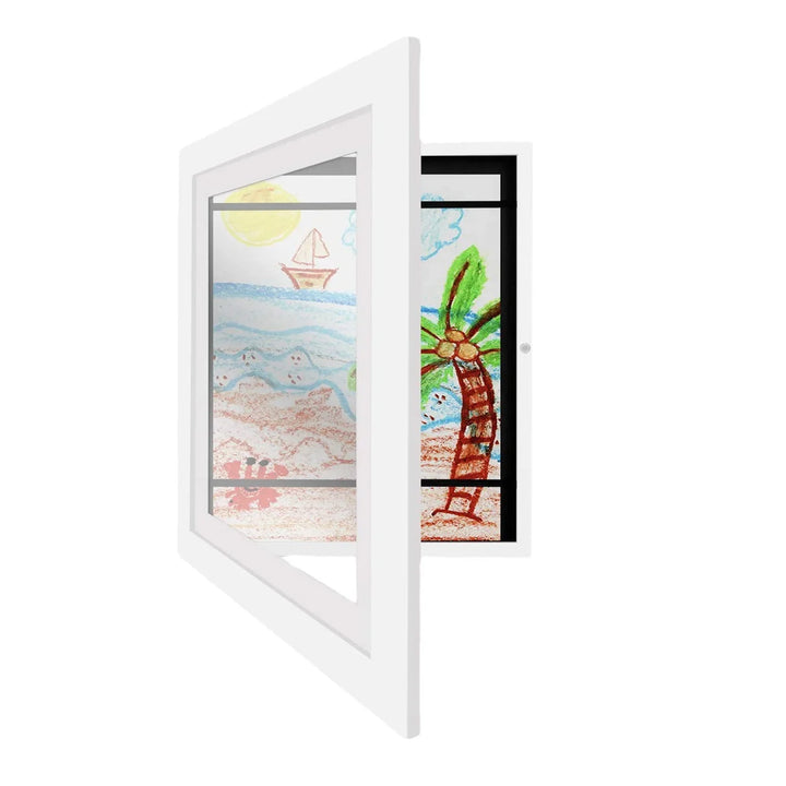 Kids art storage frame for artwork display