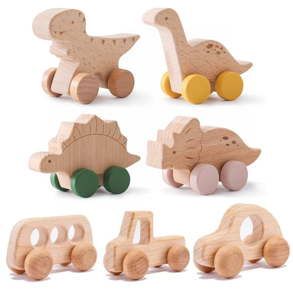 Wooden baby toys dino set for toddlers