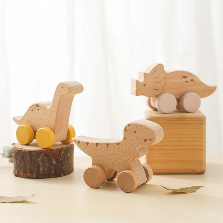 Wooden baby toys dino set for toddlers