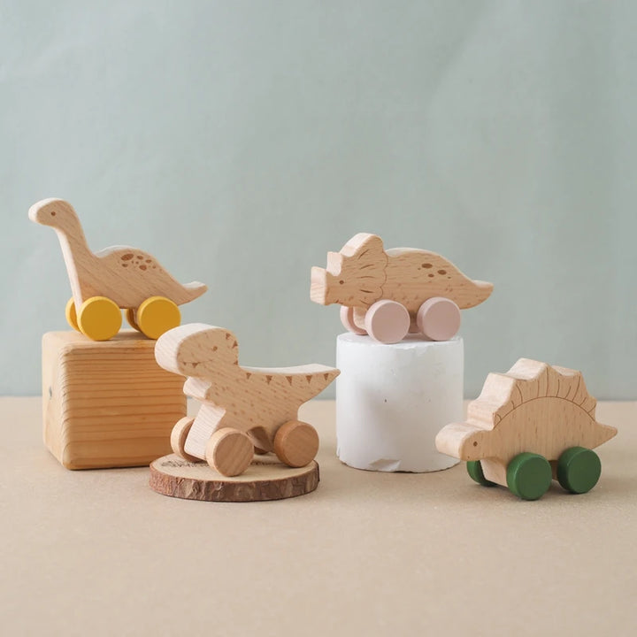 Wooden baby toys dino set for toddlers