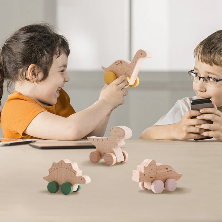 Wooden baby toys dino set for toddlers