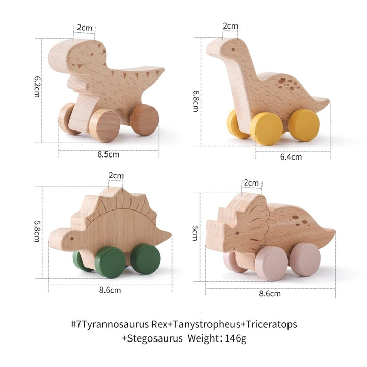 Wooden baby toys dino set for toddlers