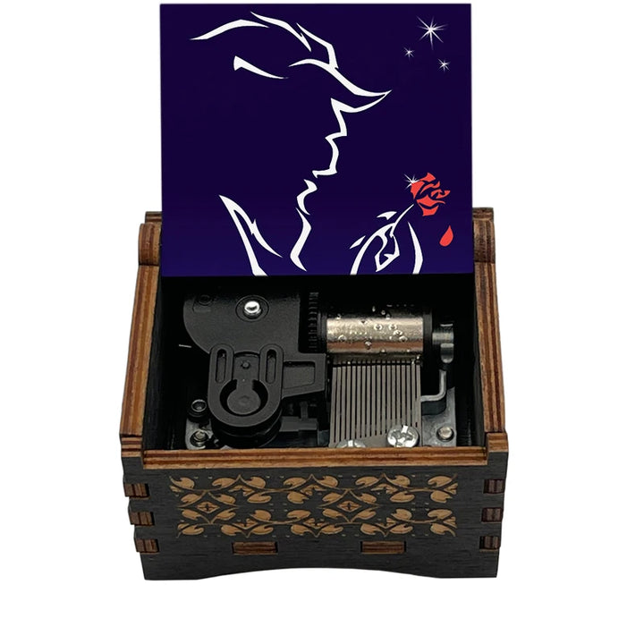 Wooden princess music box with silver accents
