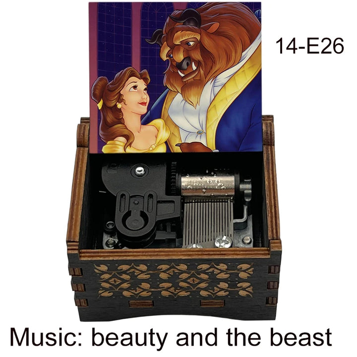 Wooden princess music box with silver accents