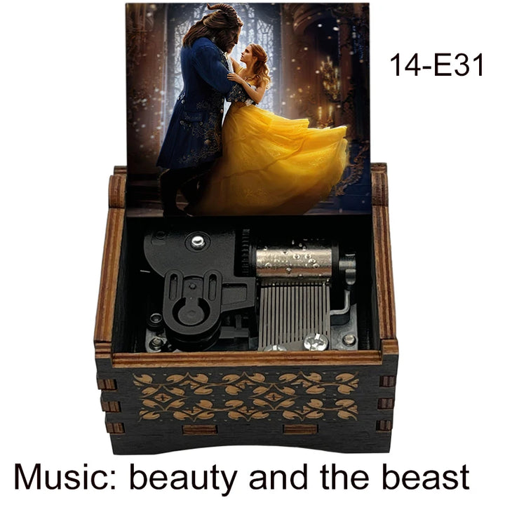 Wooden princess music box with silver accents