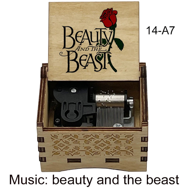 Wooden princess music box with silver accents