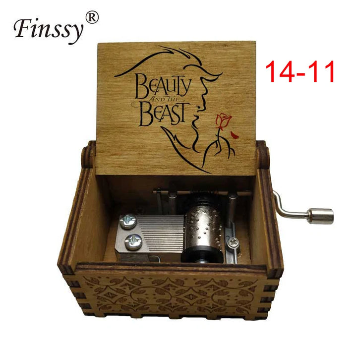 Wooden princess music box with silver accents