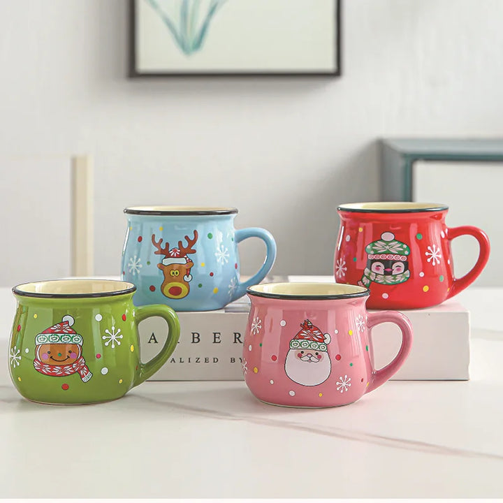 Christmas ceramic mug with festive designs