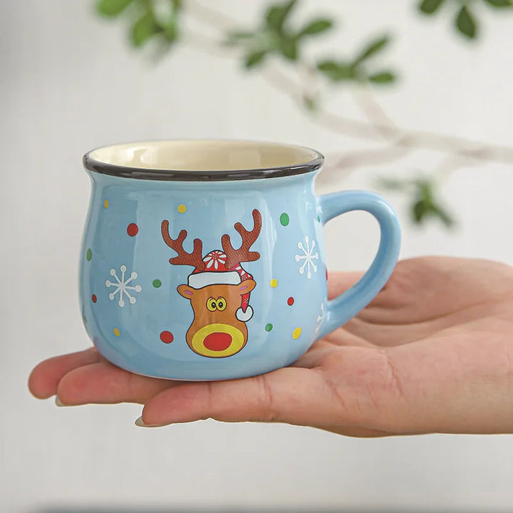 Christmas ceramic mug with festive designs