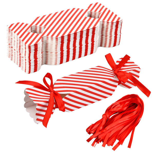 Christmas candy box with red and white stripes