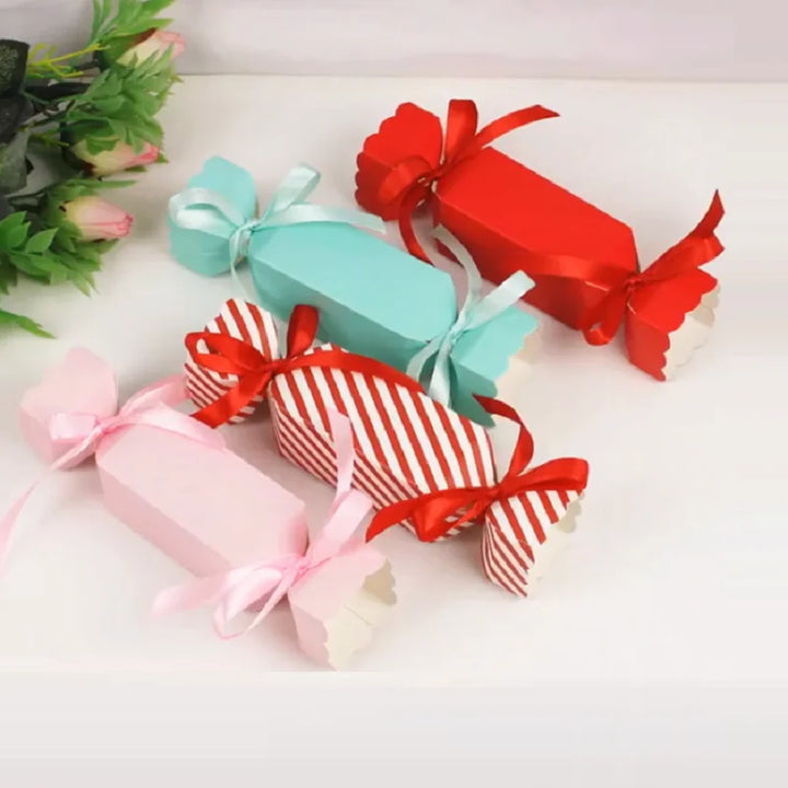 Christmas candy box with red and white stripes