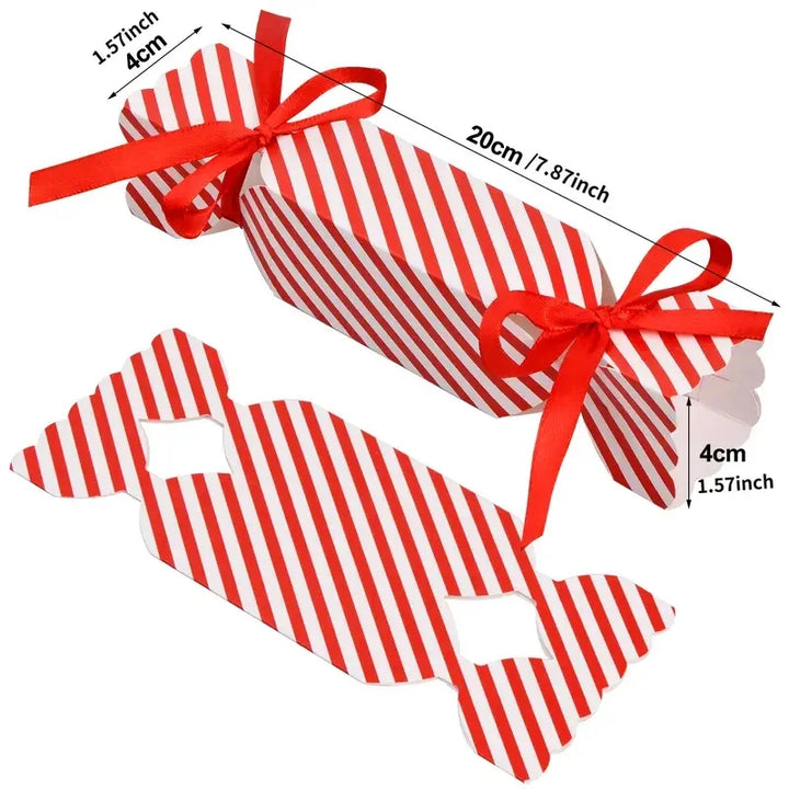 Christmas candy box with red and white stripes