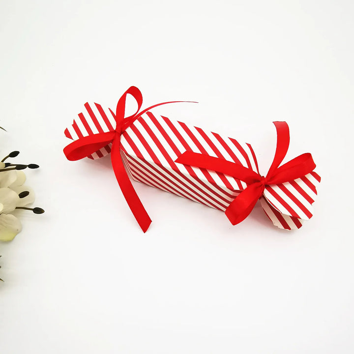 Christmas candy box with red and white stripes