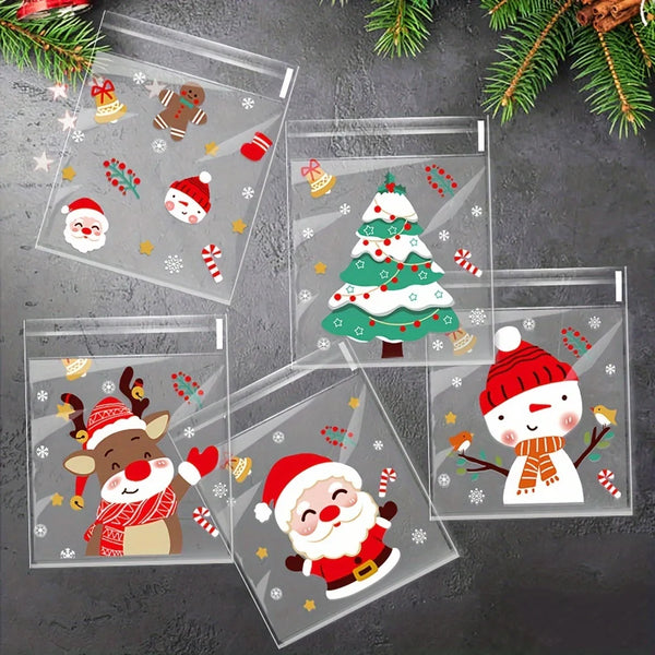 Christmas candy bags with cartoon designs