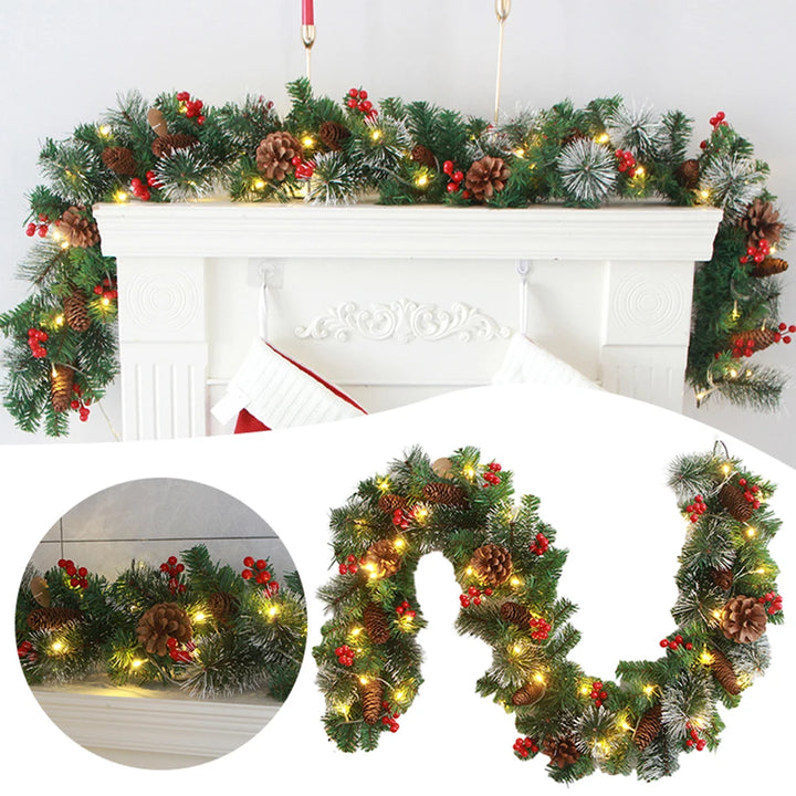 Christmas garland with red berries for festive decor