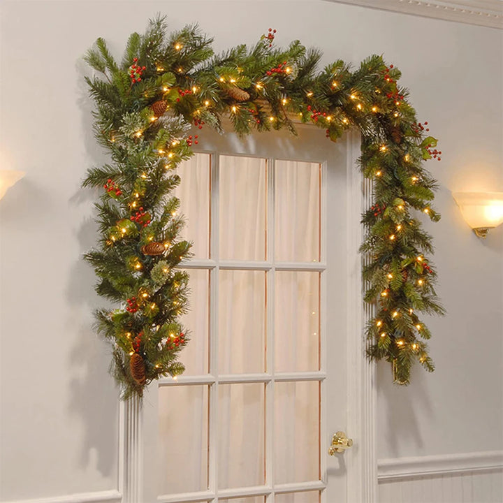 Christmas garland with red berries for festive decor