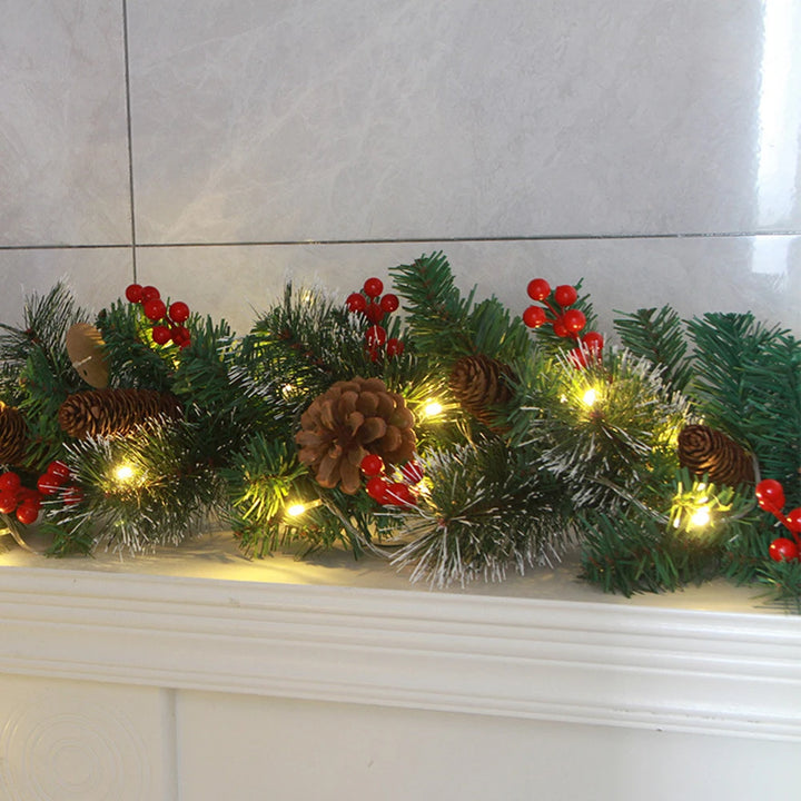 Christmas garland with red berries for festive decor