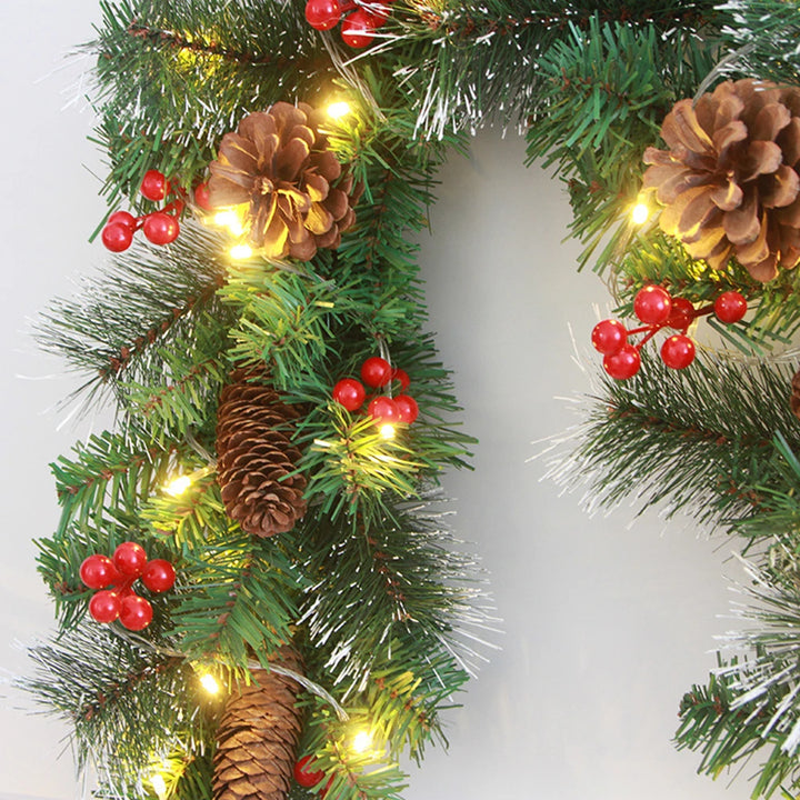 Christmas garland with red berries for festive decor