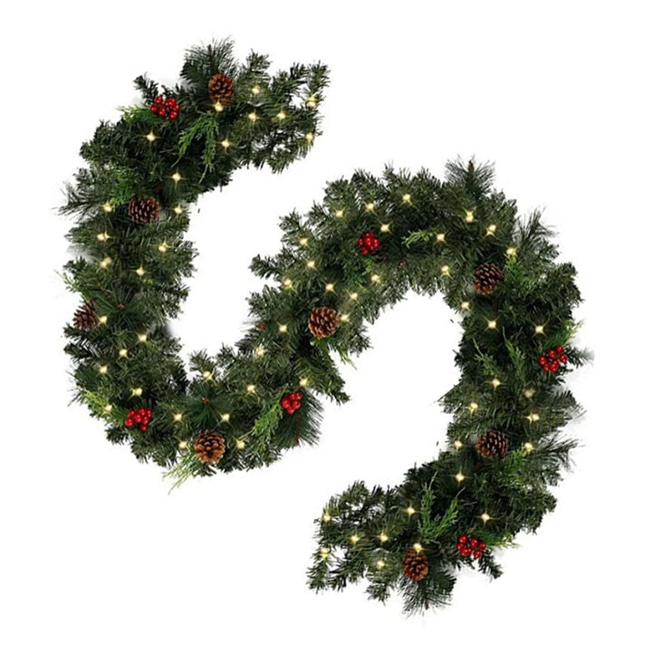 Christmas garland with red berries for festive decor