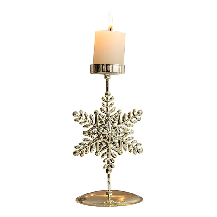 Golden Christmas candlestick with festive designs