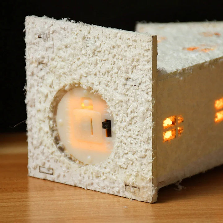 Wooden house ornament with LED lights for Christmas decor