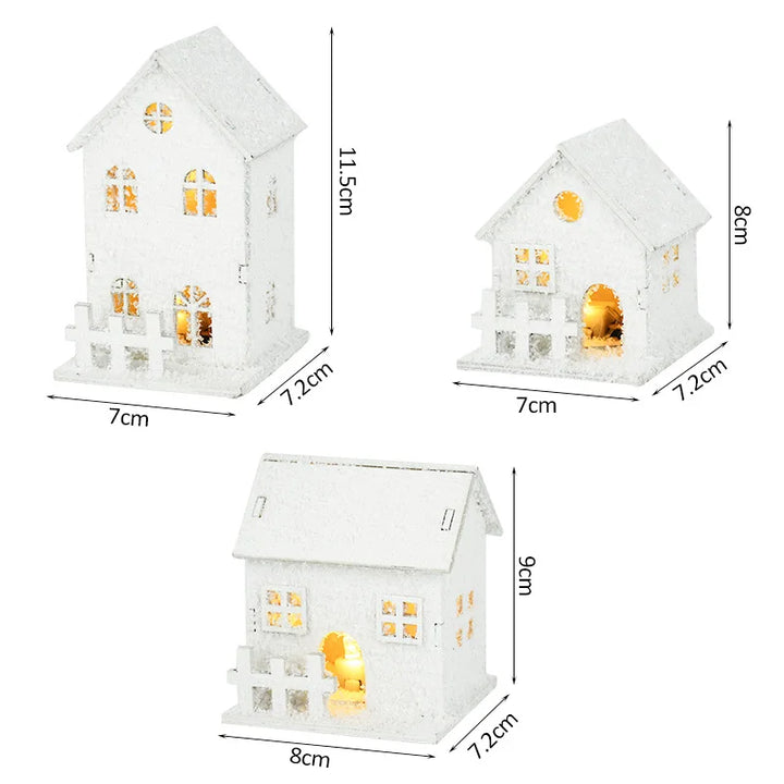 Wooden house ornament with LED lights for Christmas decor