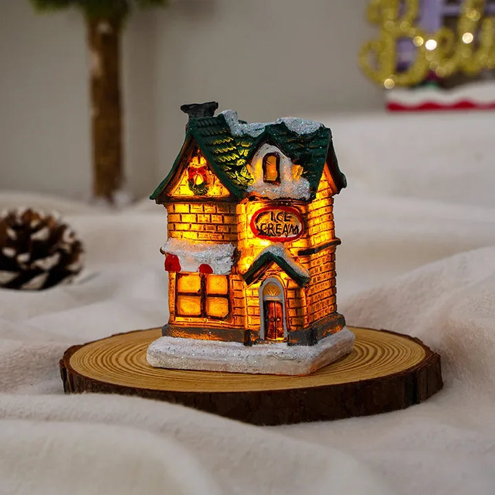 Christmas Luminous Castle Snow House glowing ornament