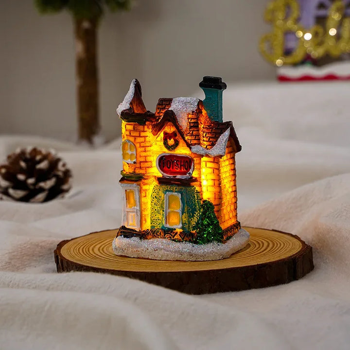 Christmas Luminous Castle Snow House glowing ornament