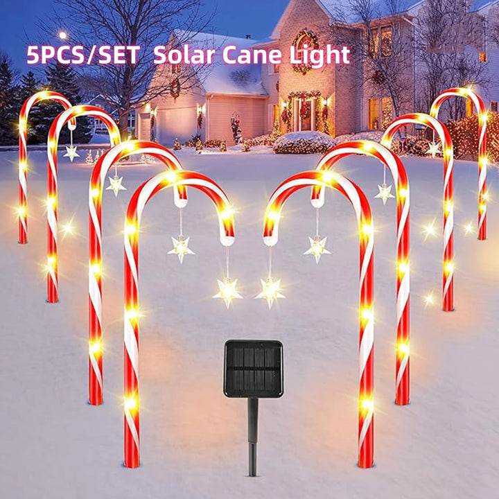 Candy cane pathway lights for outdoor holiday decor