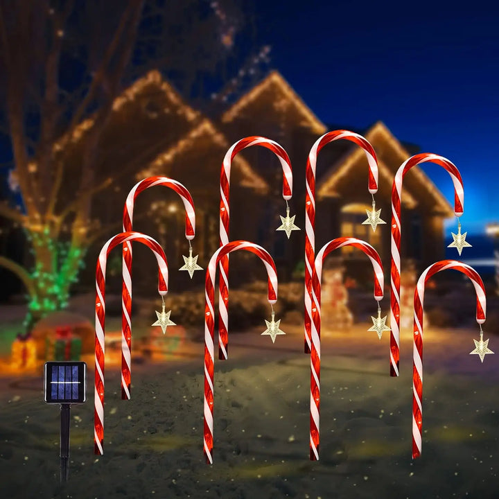 Candy cane pathway lights for outdoor holiday decor