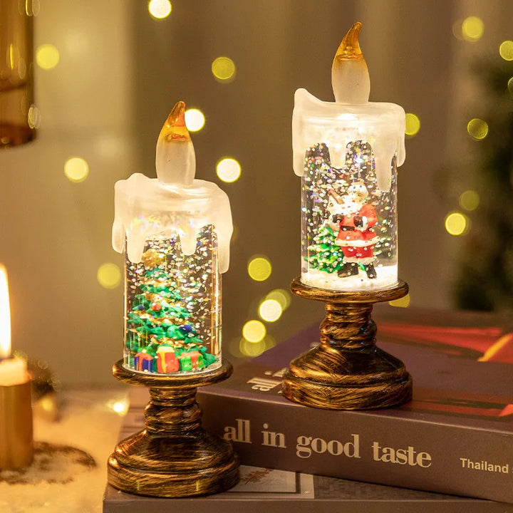 Flameless Christmas Snowflake Lamp Candle with LED light