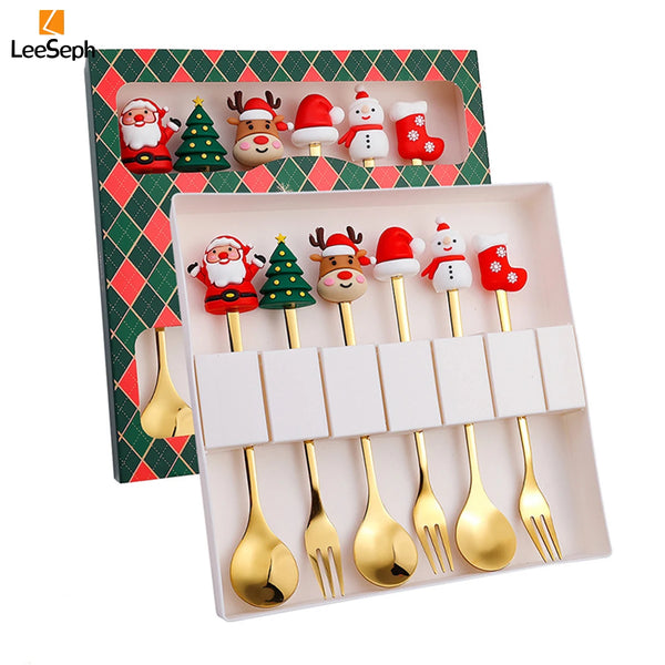Christmas cutlery set with Santa-themed spoon and fork