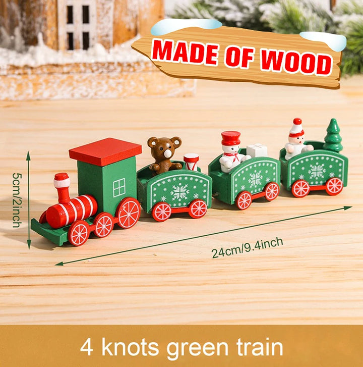 Wooden Christmas train set with Santa and festive decor