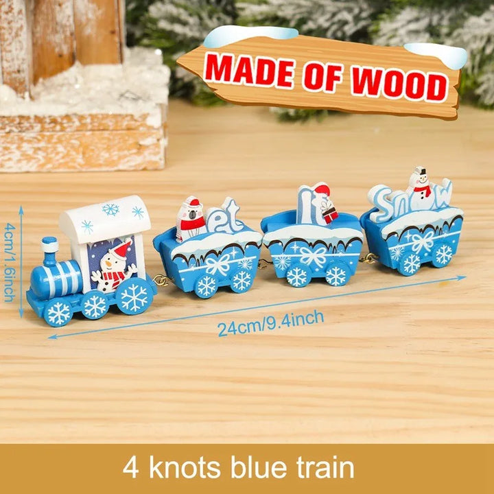 Wooden Christmas train set with Santa and festive decor