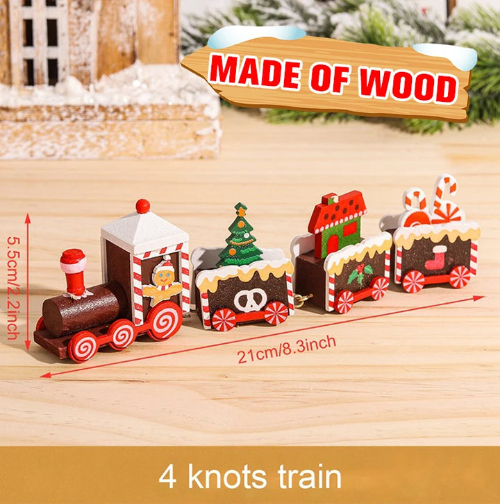 Wooden Christmas train set with Santa and festive decor