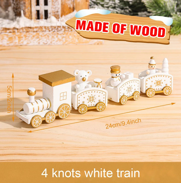 Wooden Christmas train set with Santa and festive decor