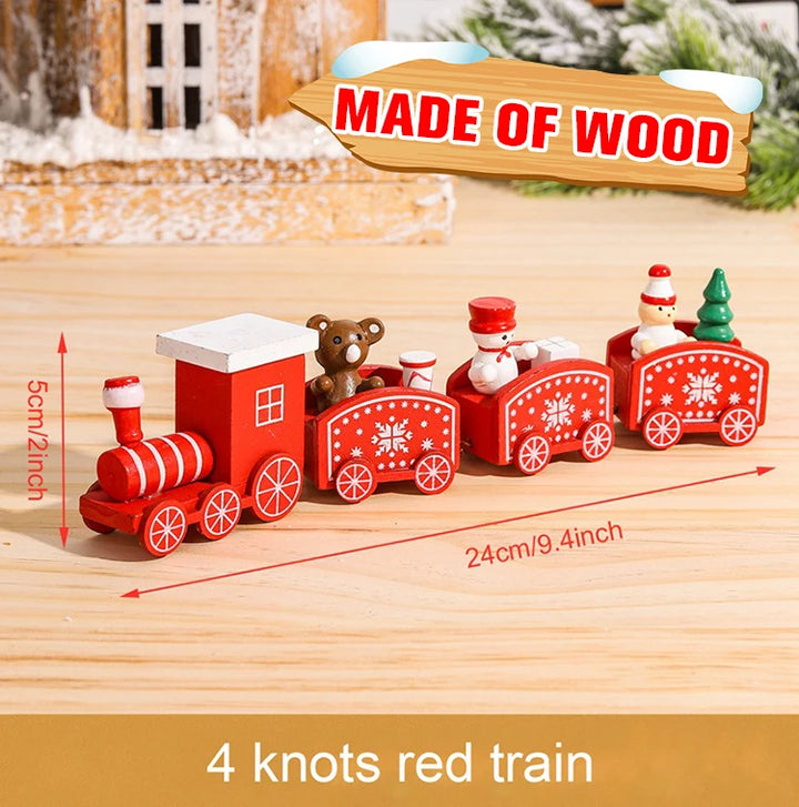 Wooden Christmas train set with Santa and festive decor