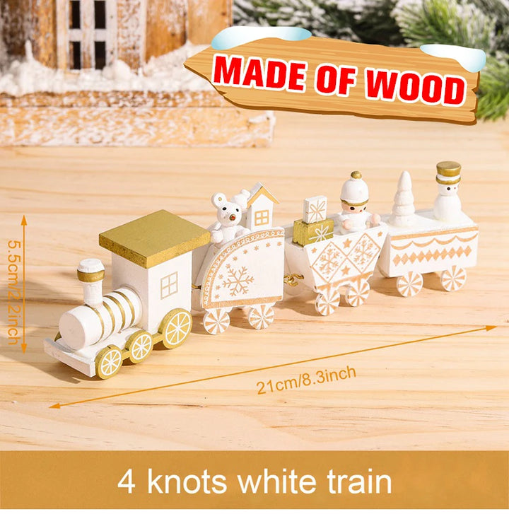 Wooden Christmas train set with Santa and festive decor