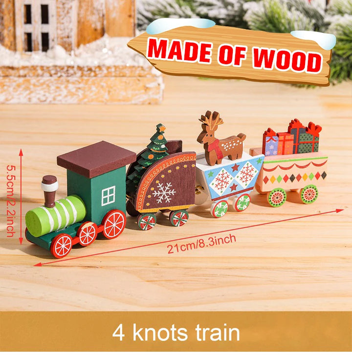 Wooden Christmas train set with Santa and festive decor