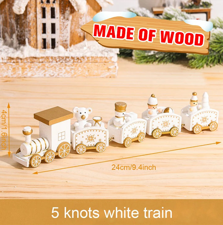 Wooden Christmas train set with Santa and festive decor