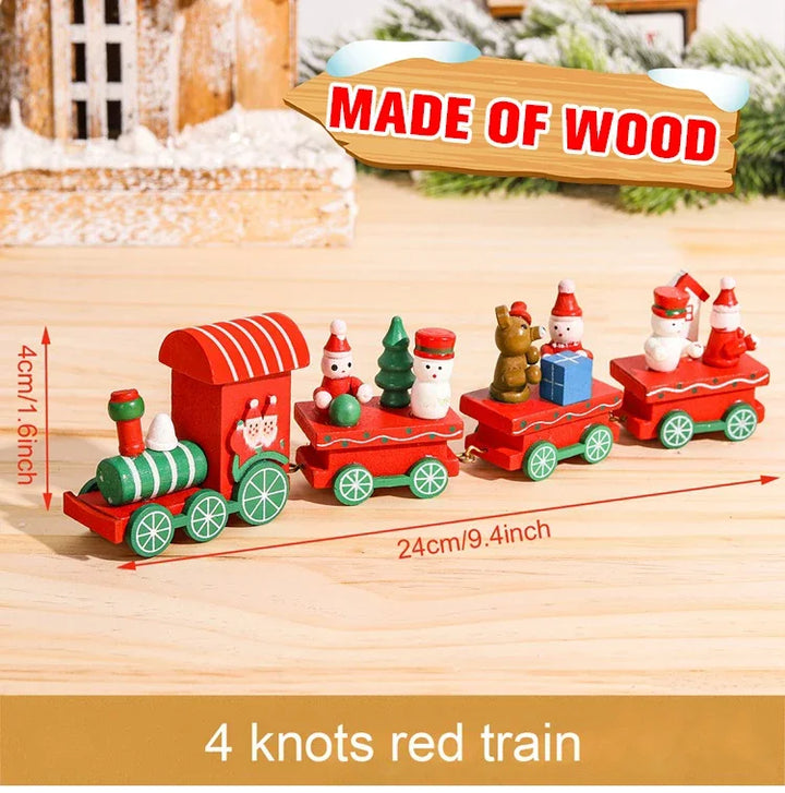 Wooden Christmas train set with Santa and festive decor