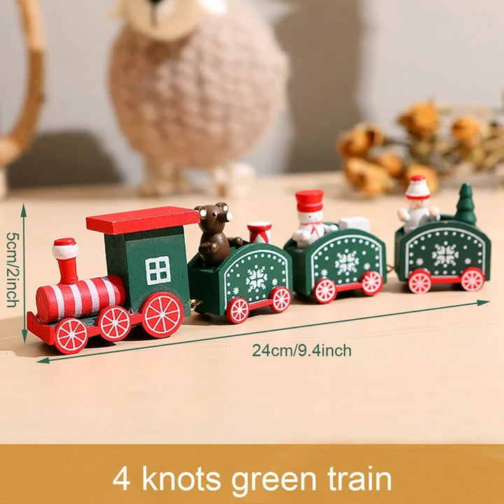 Wooden Christmas train set with Santa and festive decor