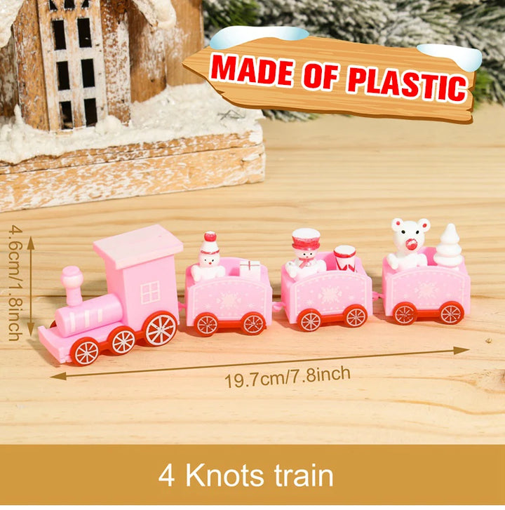 Wooden Christmas train set with Santa and festive decor